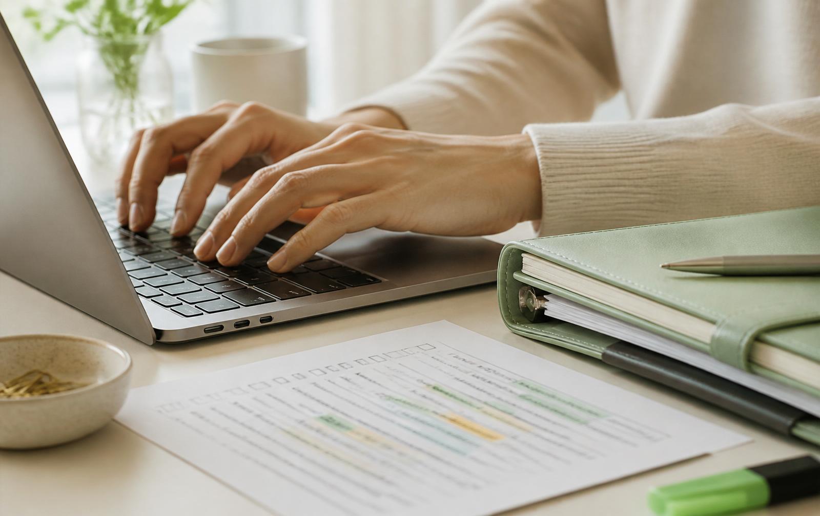 Accompagnement social : mains posées sur un dossier lors d'un entretien